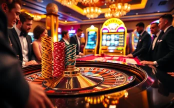 Experience the thrill at the meilleur casino en ligne with glamorous roulette tables and vibrant chip stacks.