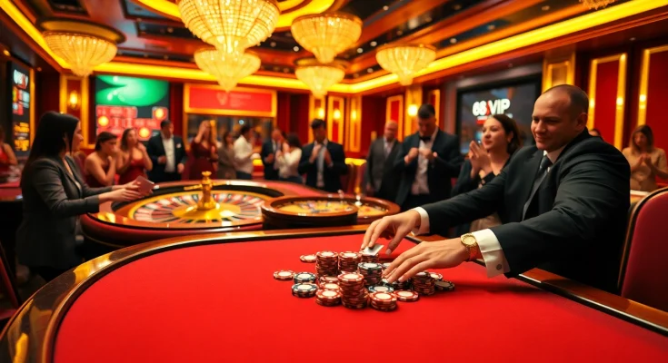 Engage in thrilling gameplay at 68VIP with vibrant casino tables and exciting betting actions.