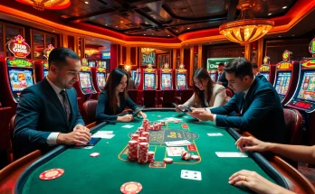 Vibrant Casino en Ligne scene showcasing digital gambling excitement with stylish tables and exciting animations.